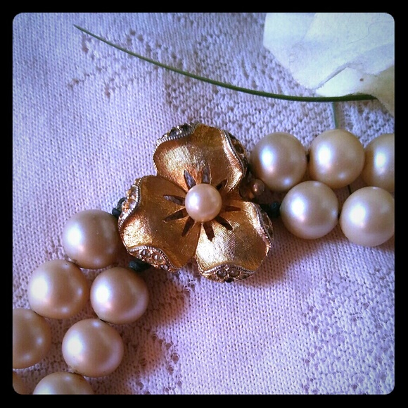 Heisey Jewelry Vintage Heisey Double Strand Faux Pearl Necklace